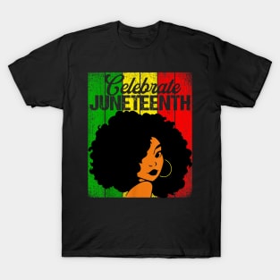 Celebrate Juneteenth Messy Bun Black Women 1865 Juneteenth T-Shirt